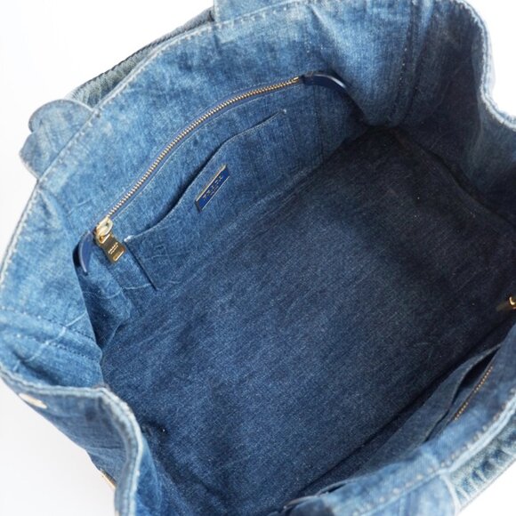 Authentic Preowned Prada Navy Denim Canapa Tote Bag - Picture 7 of 16